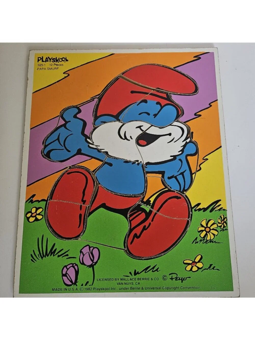 Vintage 1980s Smurfs Playskool Wooden Puzzles Papa Smurfette Lot 2